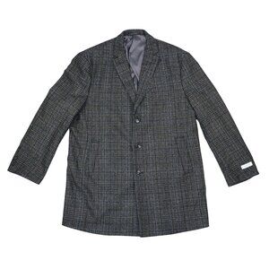 Calvin Klein Plaid X-Slim Fit Prosper Collection Wool Blend Men's Overcoat NWT